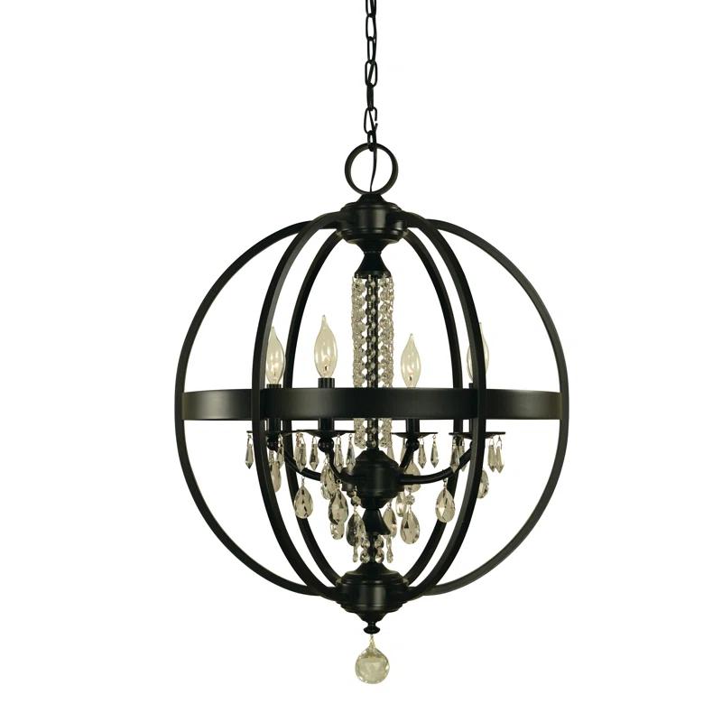 Olivia Matte Black Mini Chandelier with Crystal Accents