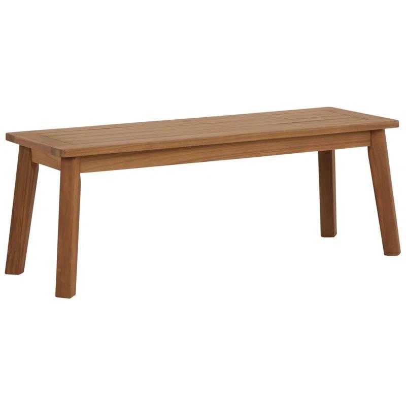 Janiyah Light Brown Solid Acacia 46'' Outdoor Dining Bench