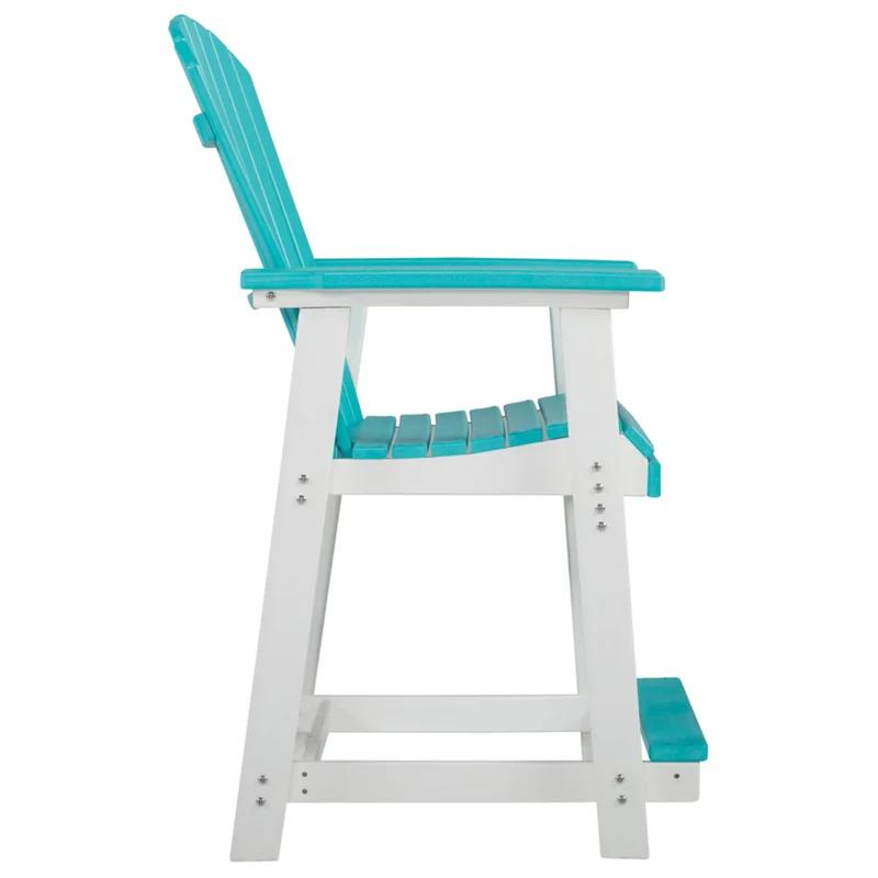 Transitional Turquoise and White Counter Stool with High Shell Back