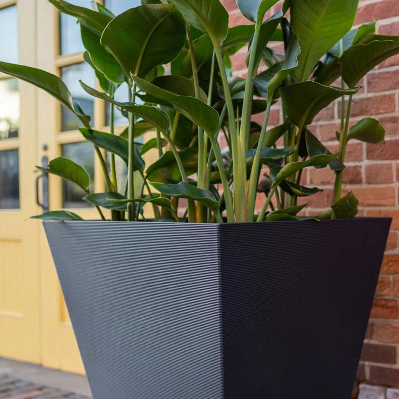 Veradek Pro Series Linear 30" Black Grooved Outdoor Planter