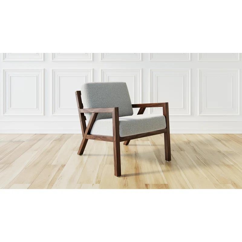 Wilson Mid-Century Walnut Wood & Off-White Fabric Accent Chair