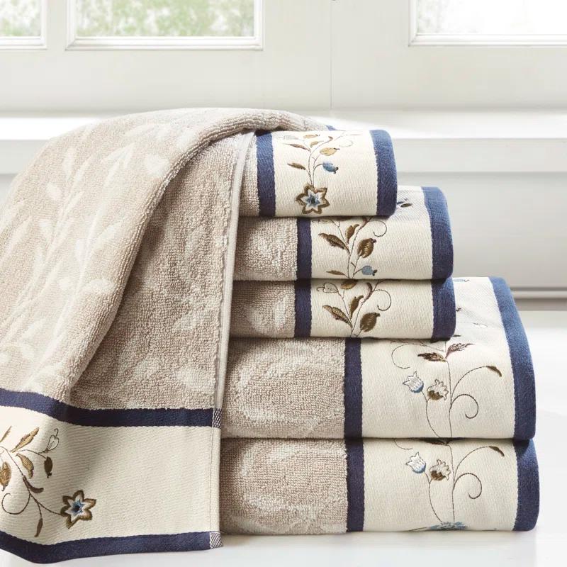 Madison Park Raheem Embroidered Cotton Jacquard Towel Set (Set of 6)