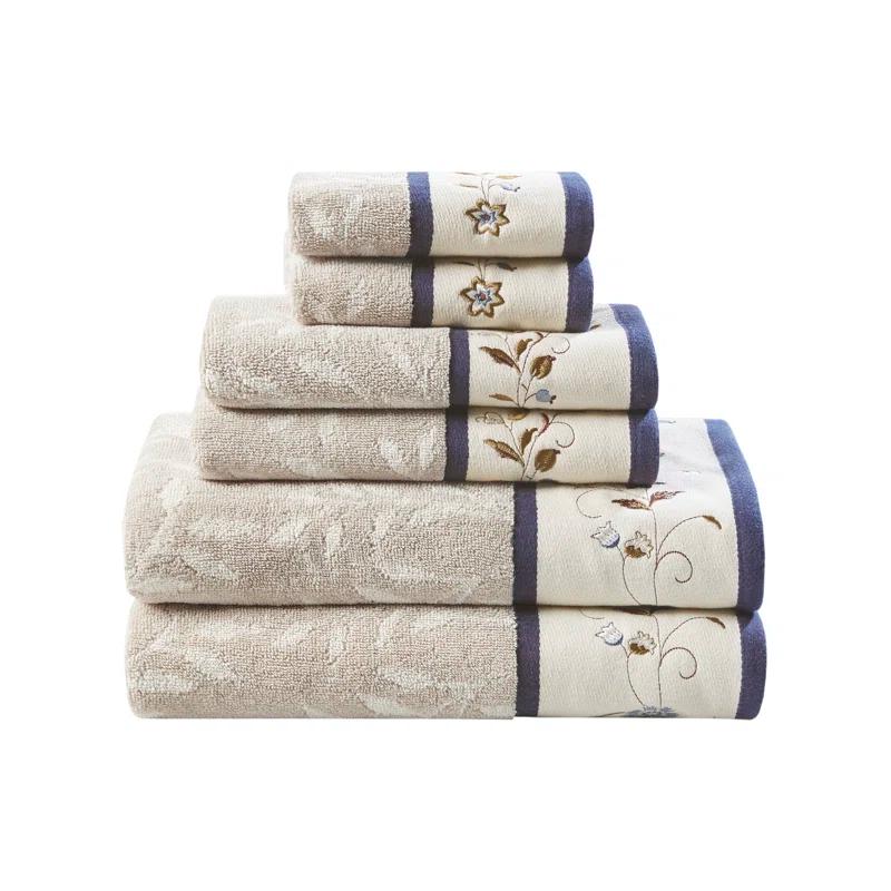 Madison Park Raheem Embroidered Cotton Jacquard Towel Set (Set of 6)