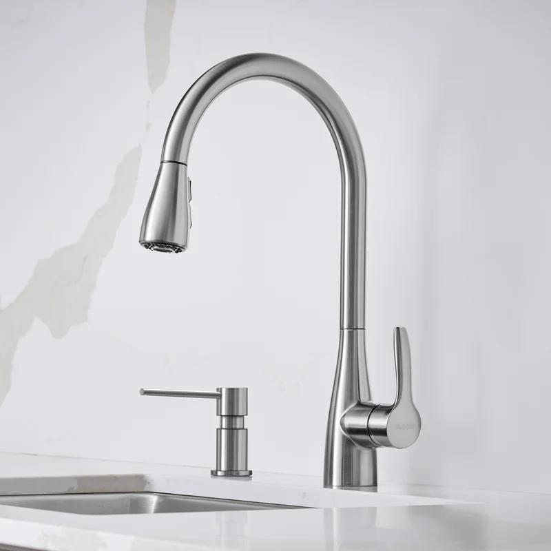 High-Arc Stainless Steel Kitchen Faucet with Dual Spray Pull-Down