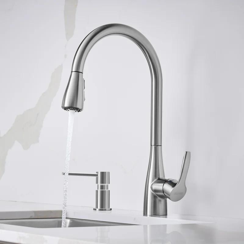 High-Arc Stainless Steel Kitchen Faucet with Dual Spray Pull-Down