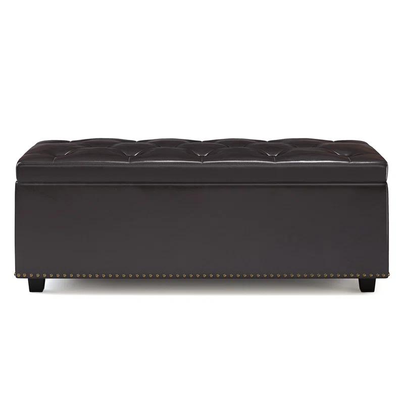 Hamilton 44" Contemporary Tanners Brown Faux Leather Lift-Top Storage Ottoman