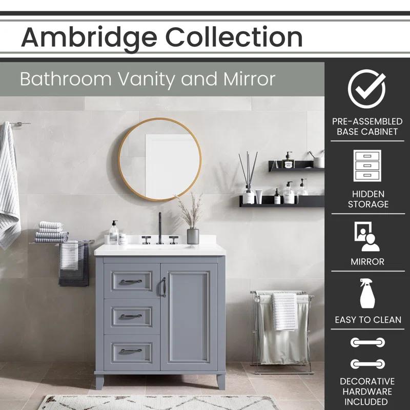 Hanover Hanover Ambridge 31'' Vanity Cabinet with Sink Combo for Bathroom, Pre-Assembled Cabinet