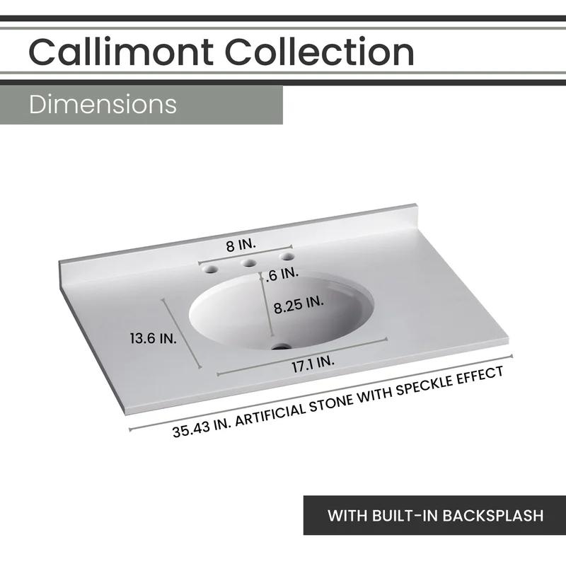Callimont Elegance 36'' Pre-Assembled Bathroom Vanity Set with Artificial Stone Top in Blue