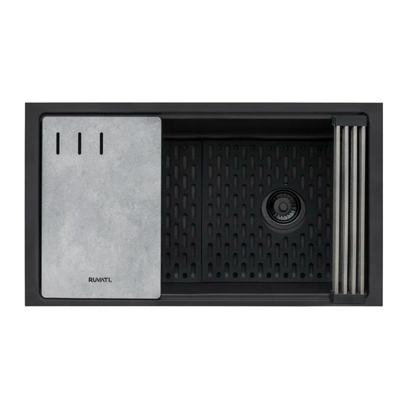 Ruvati 33-inch Undermount Workstation Granite Composite Kitchen Sink