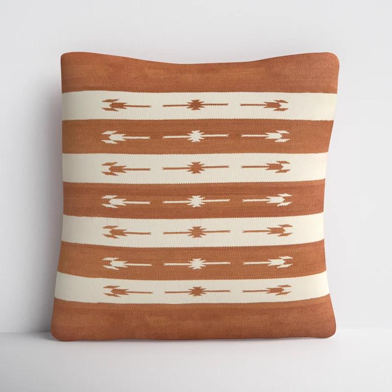 Vanda Estela Terracotta Cotton Square Throw Pillow