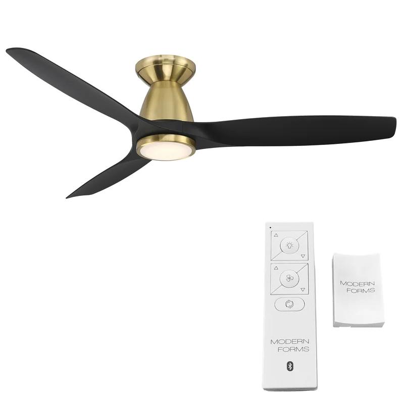 Skylark Smart 54'' Satin Brass Black LED Ceiling Fan with Remote