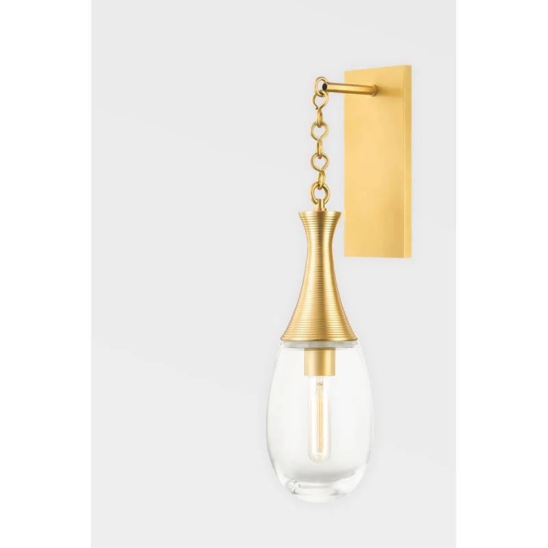 Southold Teardrop Pendant in Aged Brass with Clear Glass