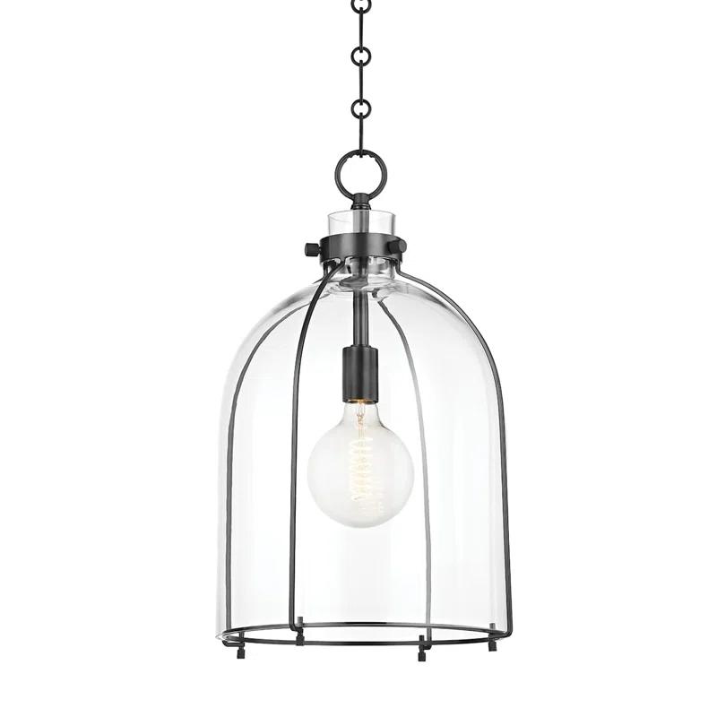 Sybil Pendant Light - Clear / Curved / Antique Bronze
