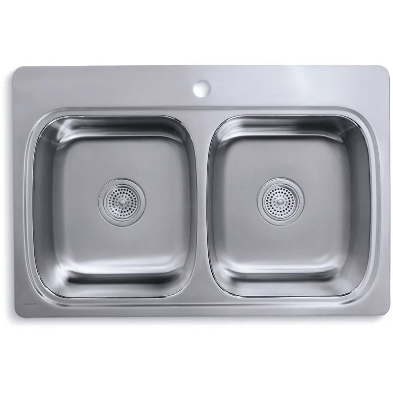 Sleek 36" Stainless Steel Double-Equal Bowl Kitchen Sink