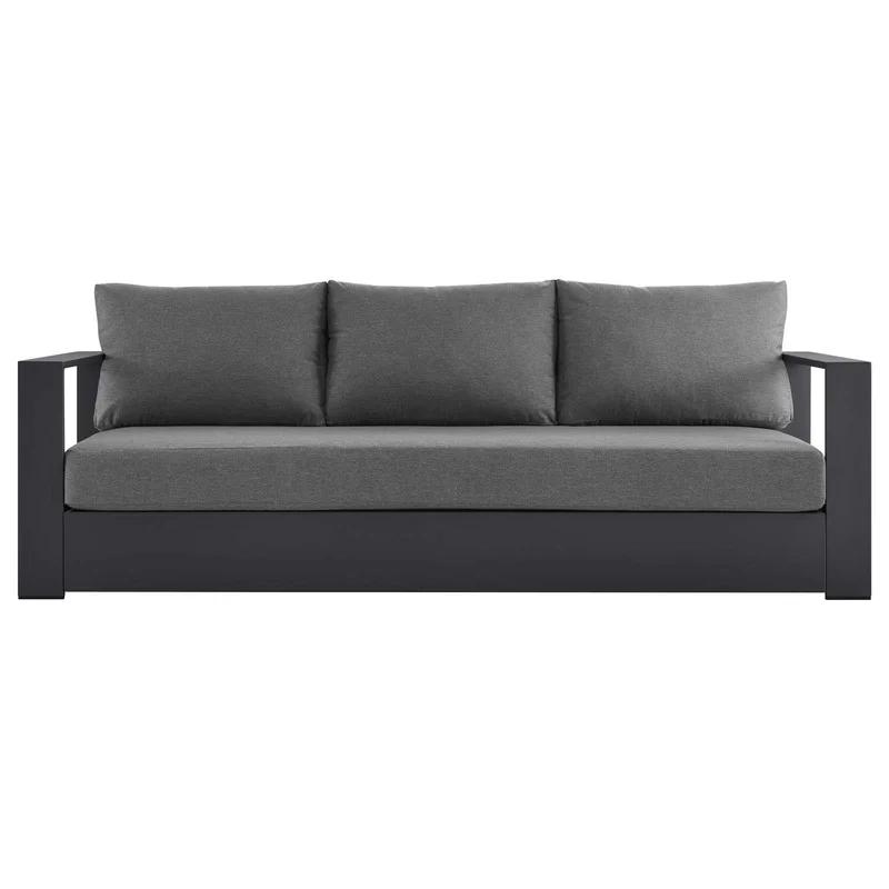 Charcoal Gray 89" Powder-Coated Aluminum Outdoor Sofa