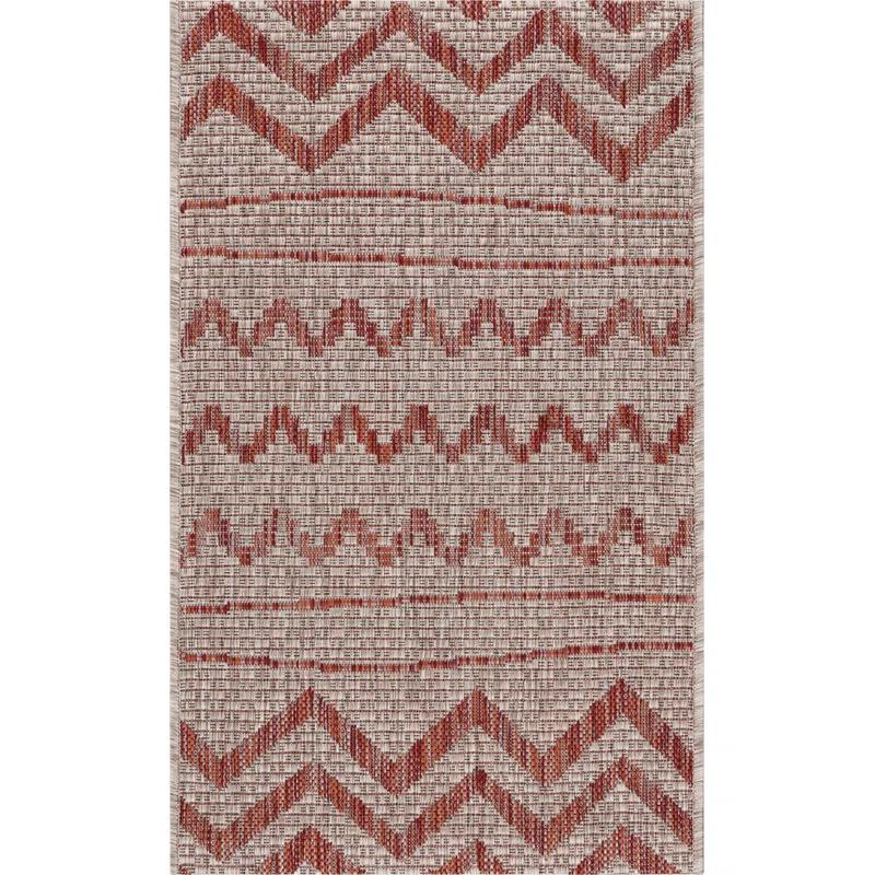 Evette Rios Sunshower Abstract Zero-Pile Flatweave Indoor/Outdoor Durable Area Rug