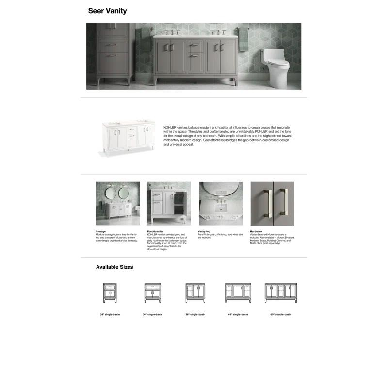 Seer 24" Freestanding Single Bathroom Vanity Cabinet with Sink and Quartz Top