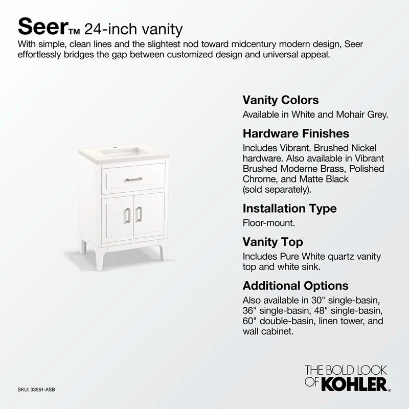 Seer 24" Freestanding Single Bathroom Vanity Cabinet with Sink and Quartz Top