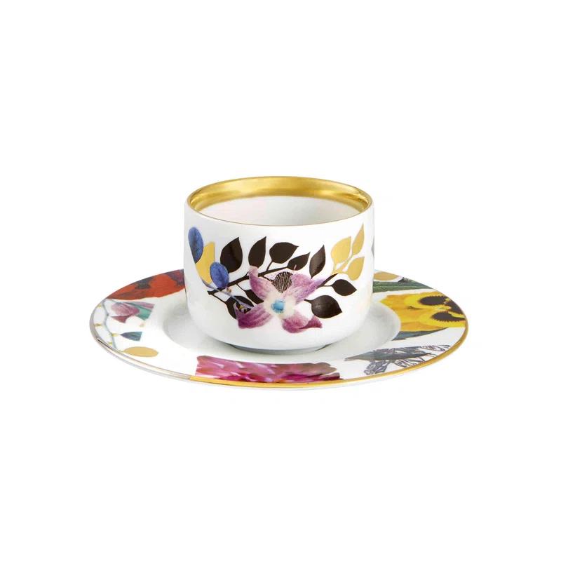 Vista Alegre Primavera 4 Piece Teacup and Saucer Set (Set of 2)