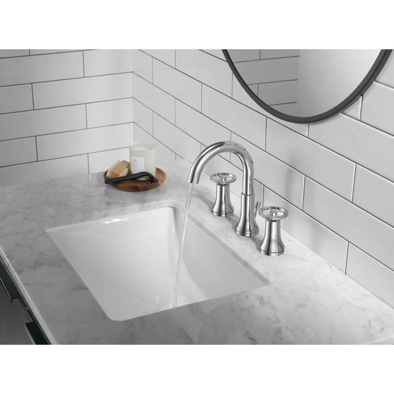 Chrome Modern Widespread Bathroom Faucet with Brass Handles