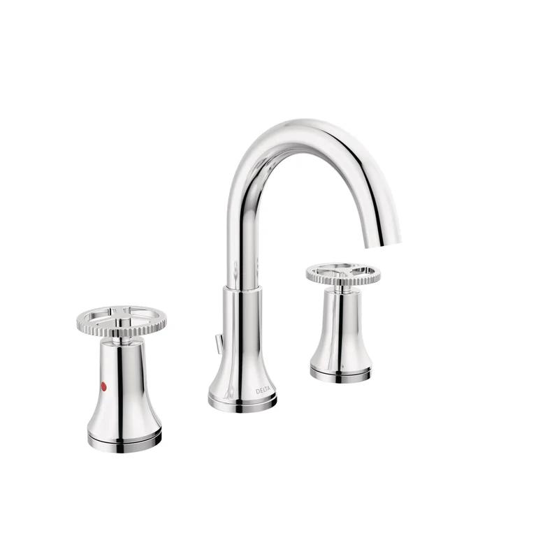 Chrome Modern Widespread Bathroom Faucet with Brass Handles