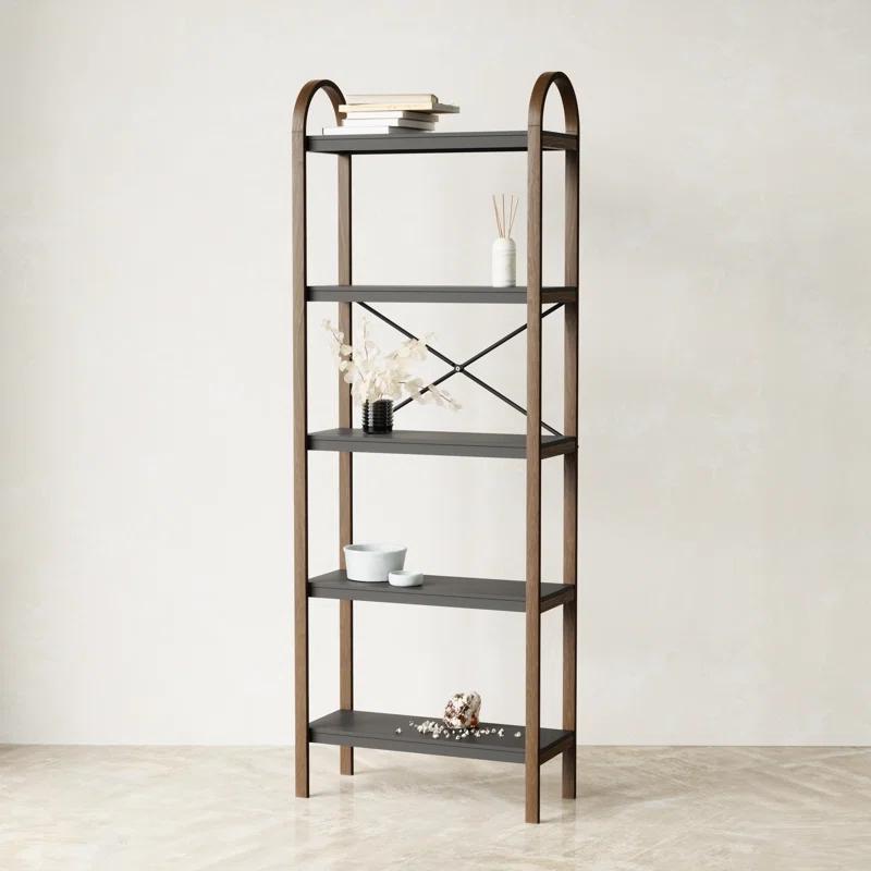 Bellwood Dark Brown Wood 5-Tier Over-the-Toilet Bookshelf