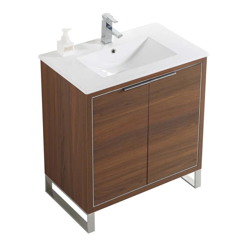 Opulence 30'' Walnut Ebony Single Bathroom Vanity with Chrome Hardware