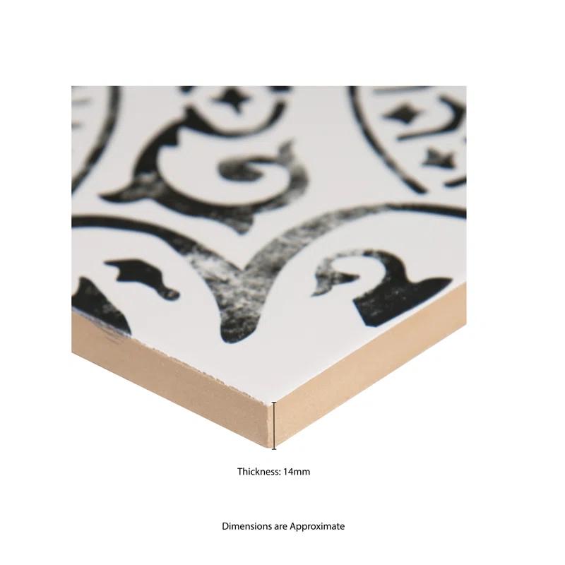 Amara 8" x 8" Encaustic Look Matte Porcelain Floor & Wall Tile