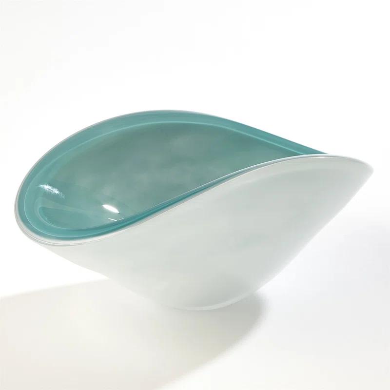 Azure Handcrafted Pinched Glass Decorative Bowl