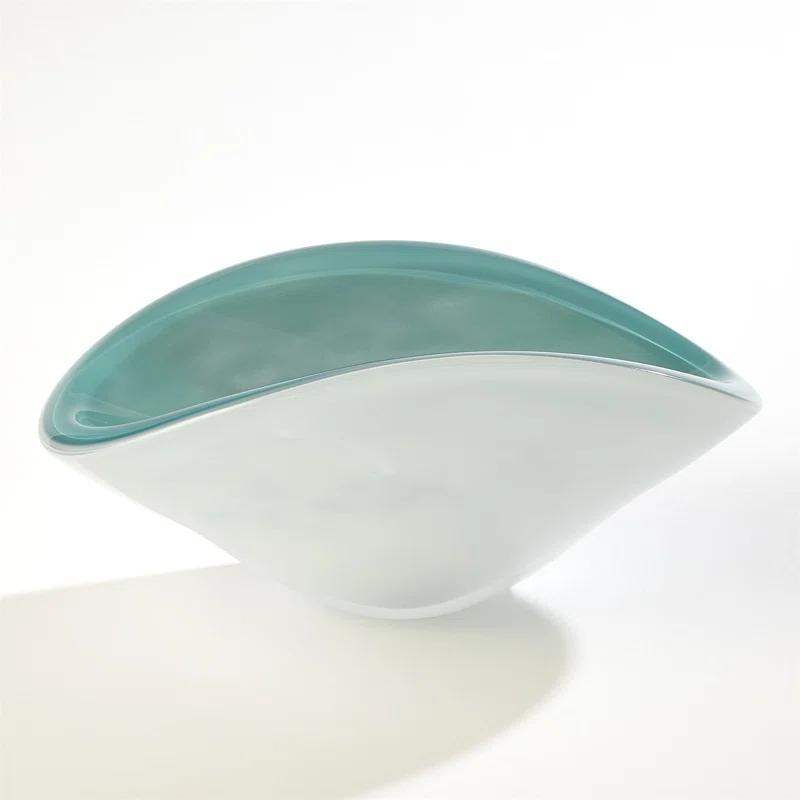 Azure Handcrafted Pinched Glass Decorative Bowl