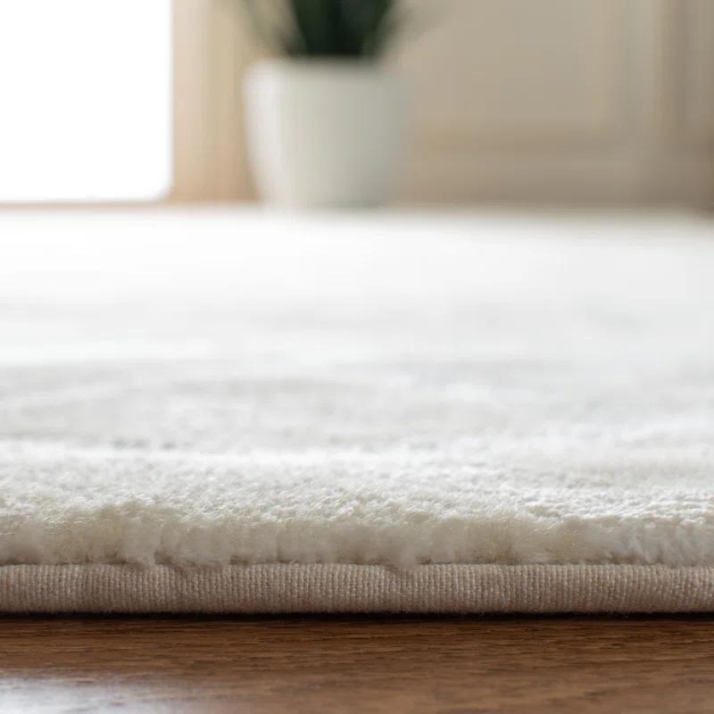 Oyster Hand-Knotted Wool-Viscose Blend Art Deco Rug, 6' x 9'