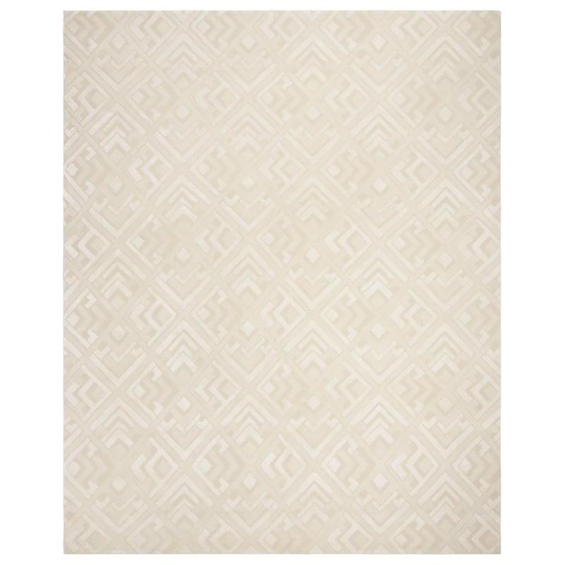 Deco Bas Ivory Hand-Knotted Wool-Viscose Blend 8' x 10' Rug