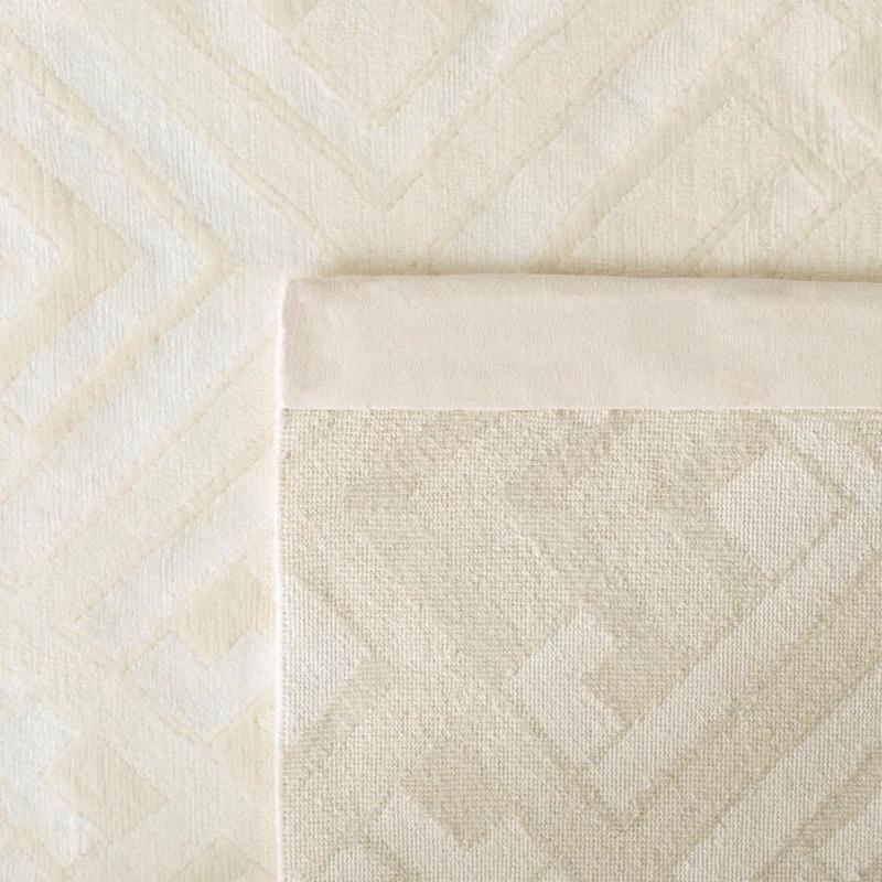 Deco Bas Ivory Hand-Knotted Wool-Viscose Blend 8' x 10' Rug