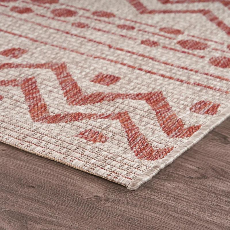 Evette Rios Sunshower Abstract Zero-Pile Flatweave Indoor/Outdoor Durable Area Rug