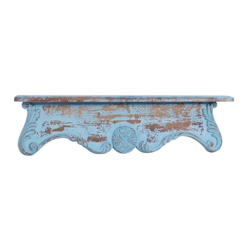 Ophelia & Co. Wood 1 Shelf Scroll Blue Wall Shelf
