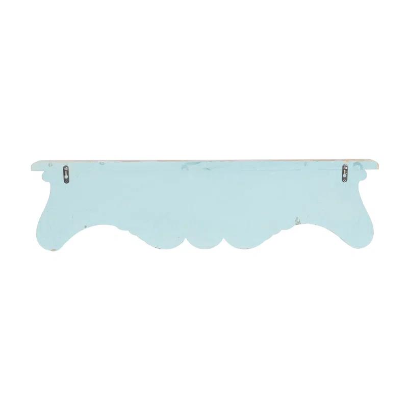 Ophelia & Co. Wood 1 Shelf Scroll Blue Wall Shelf