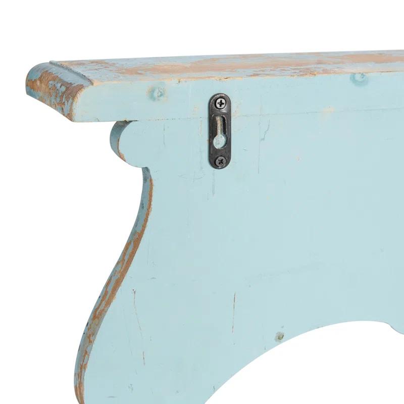 Ophelia & Co. Wood 1 Shelf Scroll Blue Wall Shelf
