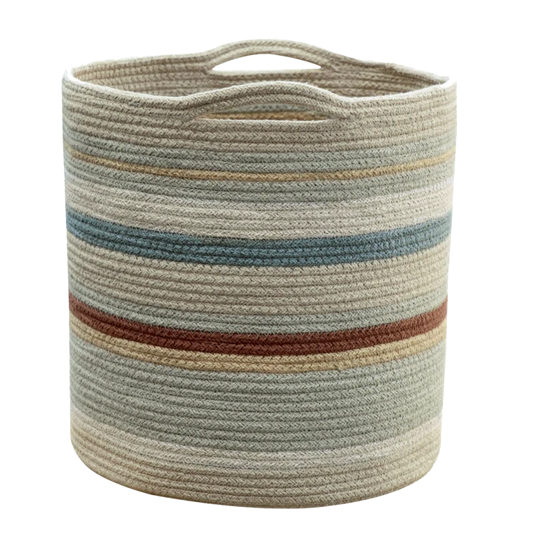 Triplet Multicolor Braided Cord Storage Basket with Handles