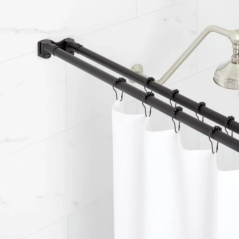 Signature Hardware 60" Brass Straight Double Bar Shower Curtain Rod