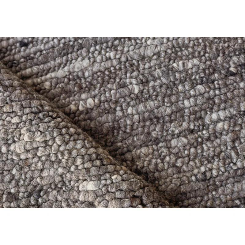 Handmade Borelli Dark Gray Wool Rectangular Rug 6' x 9'