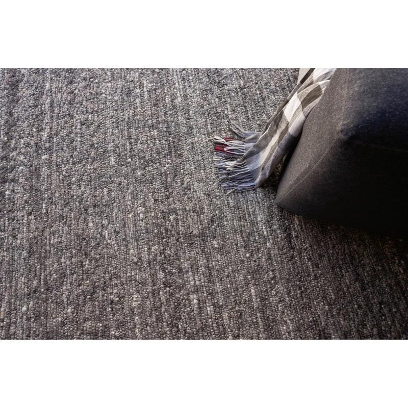 Handmade Borelli Dark Gray Wool Rectangular Rug 6' x 9'