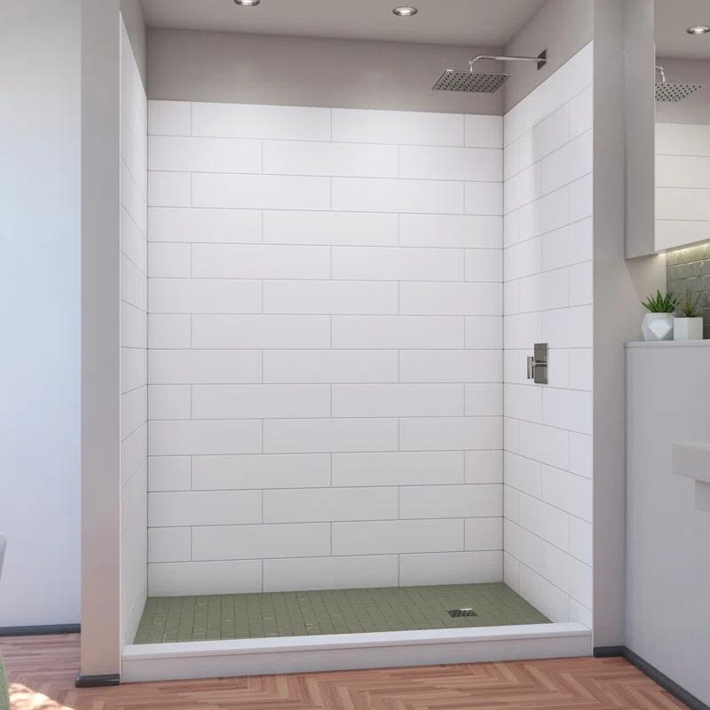 DreamLine DreamLine DreamStone 42 in. D x 62 in. W x 84 in. H Shower Wall Kit in White Modern Subway Pattern