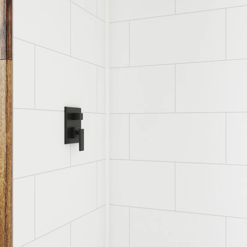 DreamLine DreamLine DreamStone 42 in. D x 62 in. W x 84 in. H Shower Wall Kit in White Traditional Subway