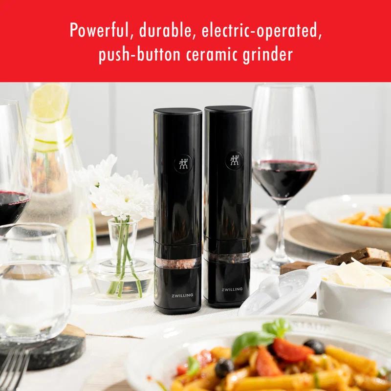 Black Matte Electric Salt and Pepper Mill with Ceramic Grinder