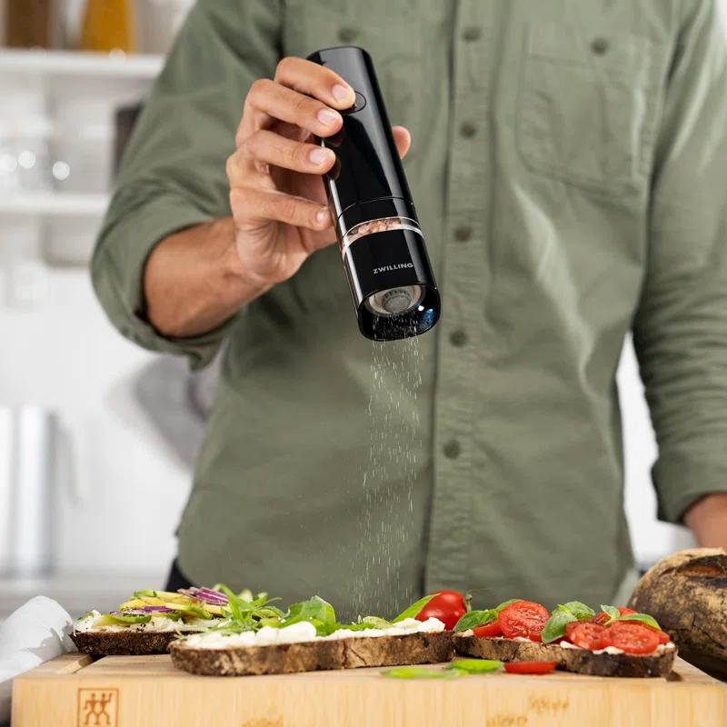 Black Matte Electric Salt and Pepper Mill with Ceramic Grinder