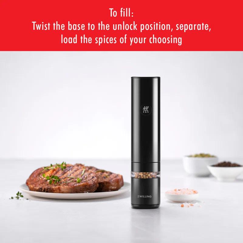 Black Matte Electric Salt and Pepper Mill with Ceramic Grinder