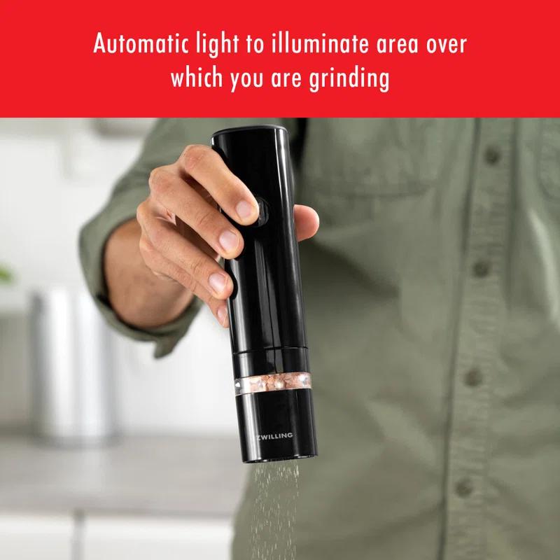 Black Matte Electric Salt and Pepper Mill with Ceramic Grinder