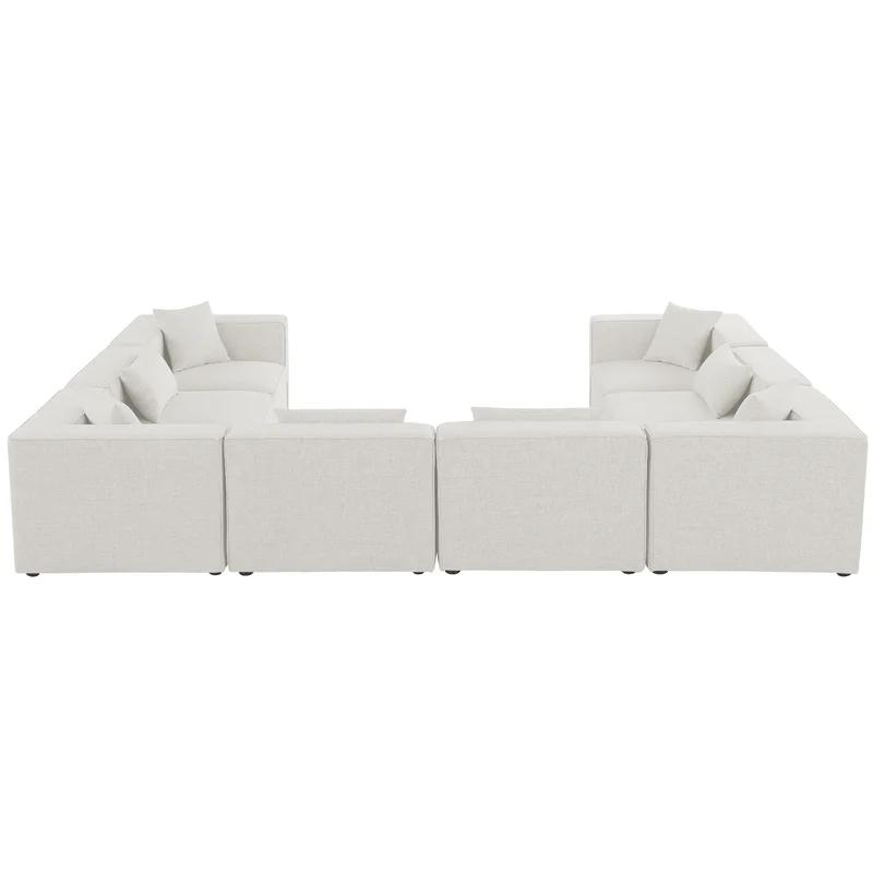 Elegant Cream Linen 8-Piece Modular Sectional Sofa