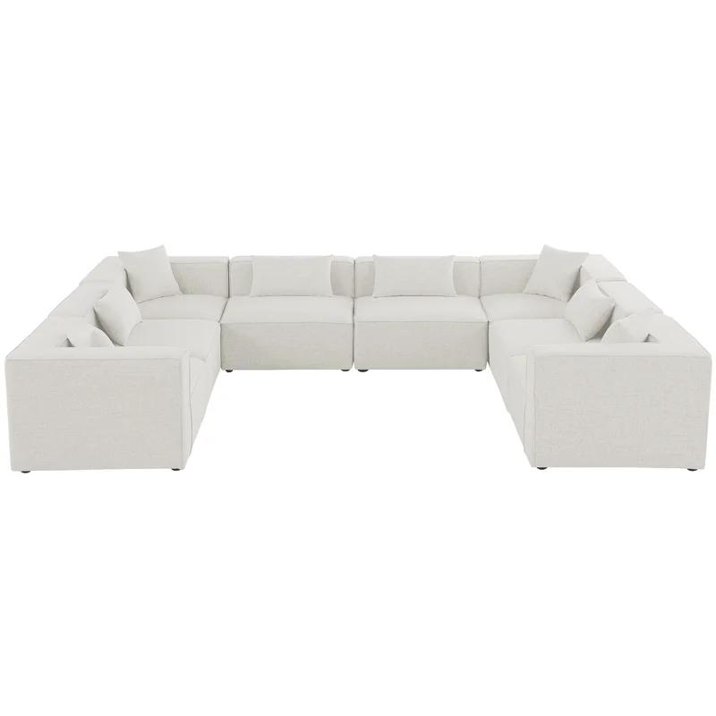 Elegant Cream Linen 8-Piece Modular Sectional Sofa