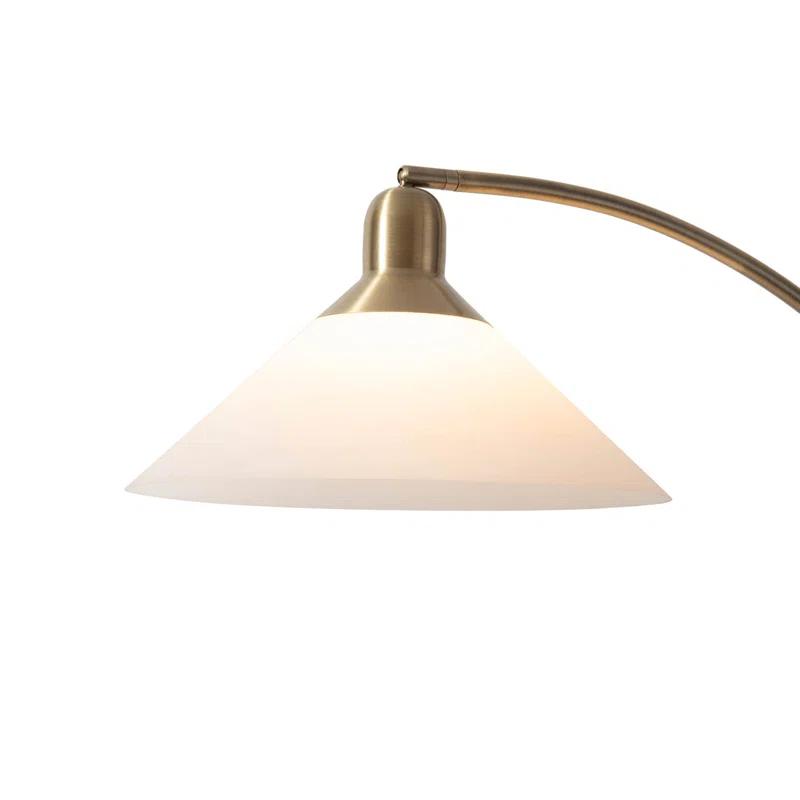 Nova of California Melmar Chairside Arc Floor Lamp - Weathered Brass & Walnut, Dimmer Switch, V-Base